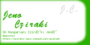 jeno cziraki business card